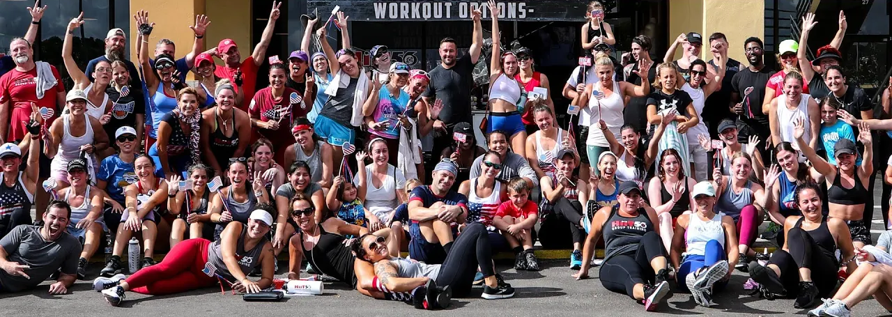 HIIT56 members gathered together outside the West Boca studio